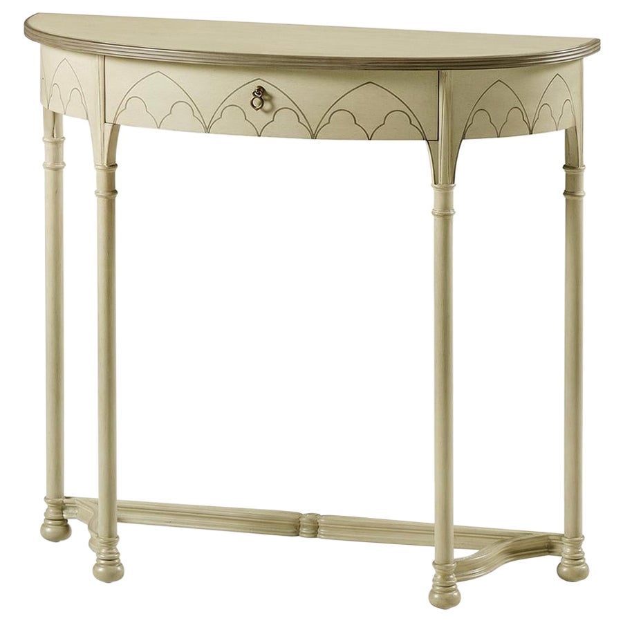 Gothic Painted Console Table, Sage For Sale
