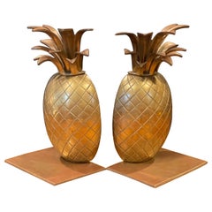 Pair of Hollywood Regency Brass Pineapple Bookends