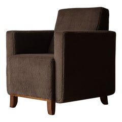 Square Armed Club Chair, Upholstered in Pure Alpaca