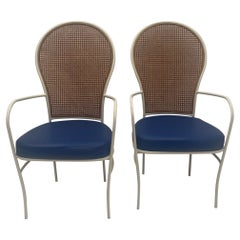 Cool Pair of Mid-Century Milo Baughman for Thayer Coggin Iron & Caned Armchairs
