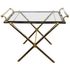 Chic Steel Brass & Glass Tray Table on Stand