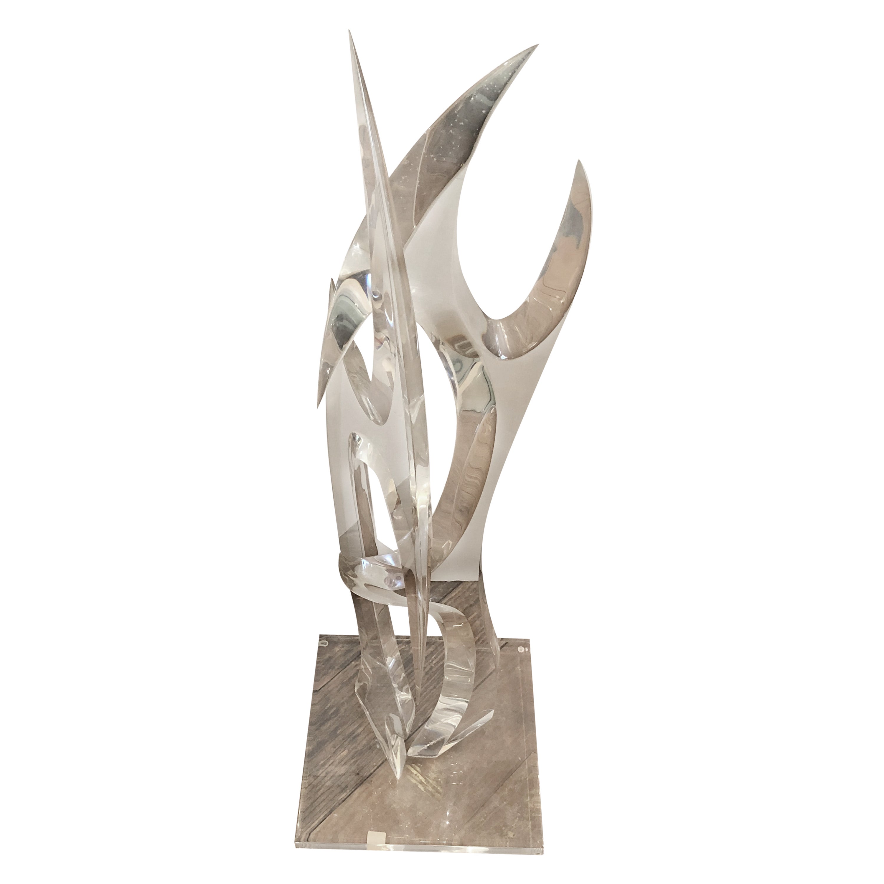 Striking Large Lucite Abstract Sculpture by Van Teal