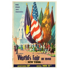Original Vintage Travel Advertising Poster World Fair 1940 New York Washington