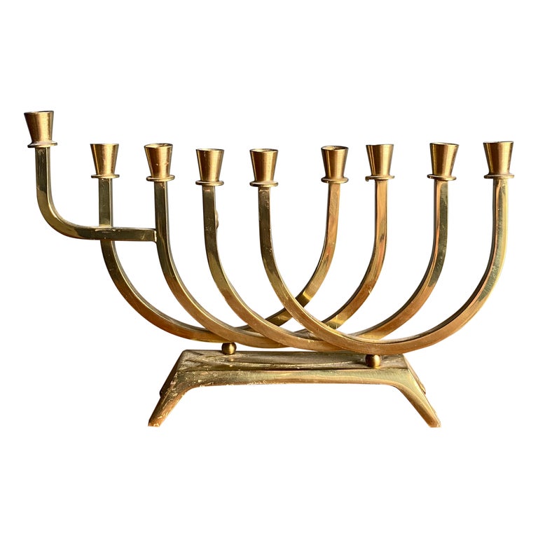 Wainberg Solid Brass Menorah, 1970's For Sale at 1stDibs