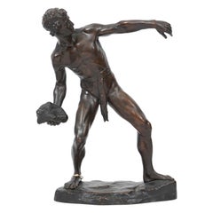 Ferdinand Lugerth Austrian (1885-1915) 'Stone Thrower' Bronze Sculpture