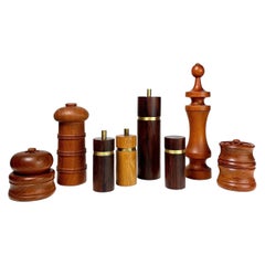 Retro Set of Seven Pepper Mills & Salt Shaker Rosewood Teak Quistgaard Lonborg SAAP