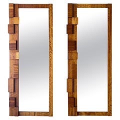 Pair of Lane Staccato Mid Century Modern Staccato Brutalist Mirrors