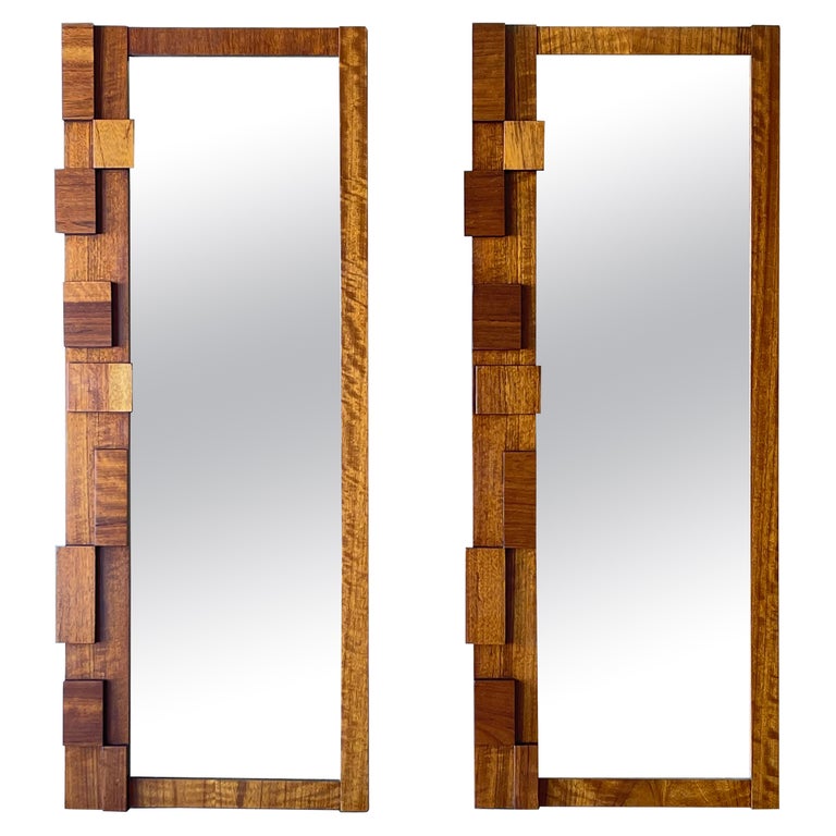 Pair of Lane Staccato Mid Century Modern Staccato Brutalist Mirrors For Sale at 1stDibs