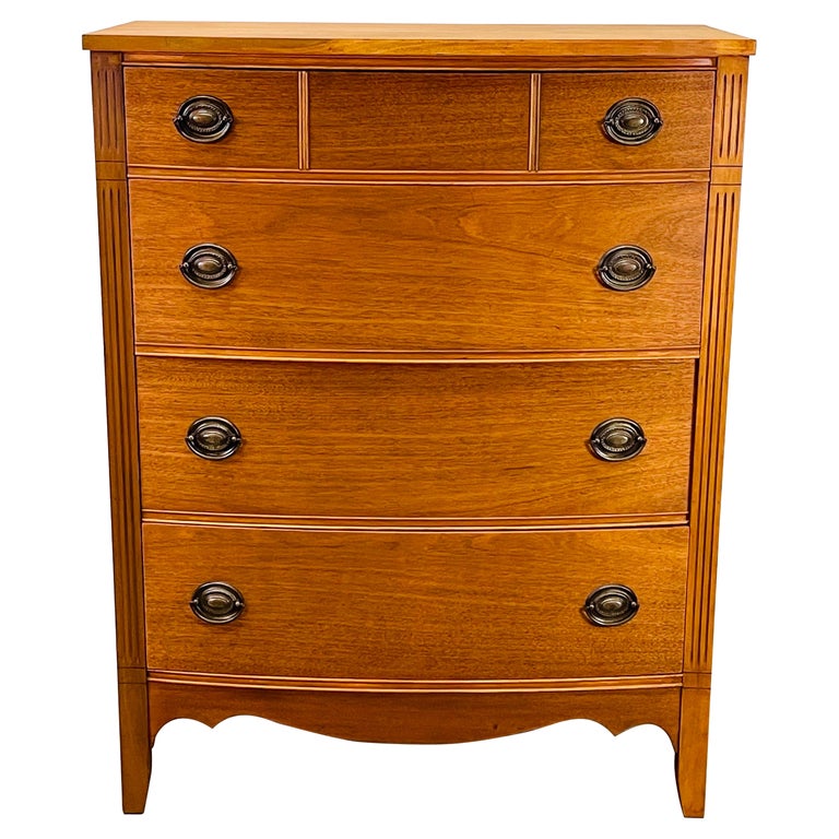 Mahogany Curved Front Tall Dresser For Sale at 1stDibs