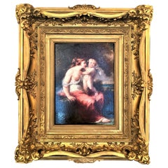 Antique "Cupid" Oil Painting on Canvas in Original Frame, circa 1880