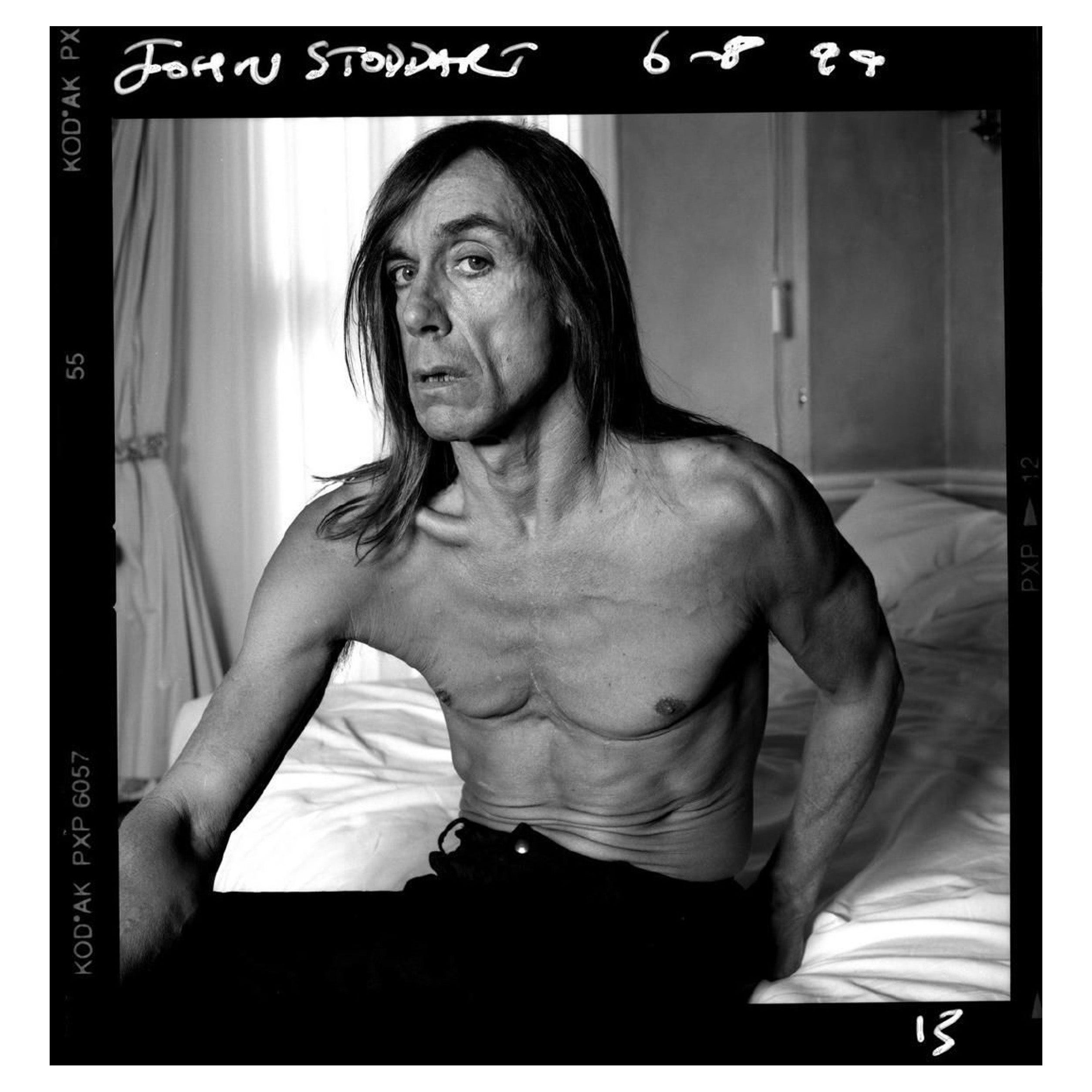 Original Black and White Photograph of Iggy Pop by Photographer John Stoddart
