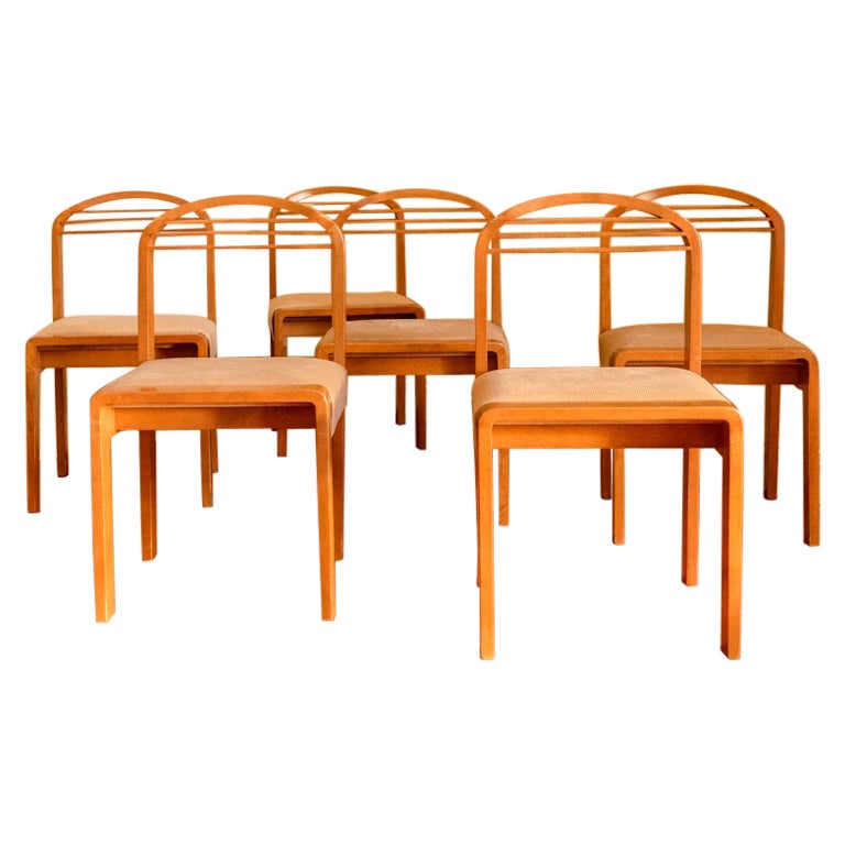 Six Wooden Chairs, 60's, Mid-Century Italian design