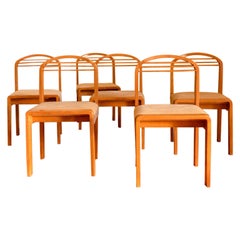Six Wooden Chairs, Italy, 60's