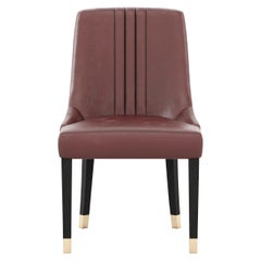 Custom Leather Dining Chair With Channel Tufted Detailing 