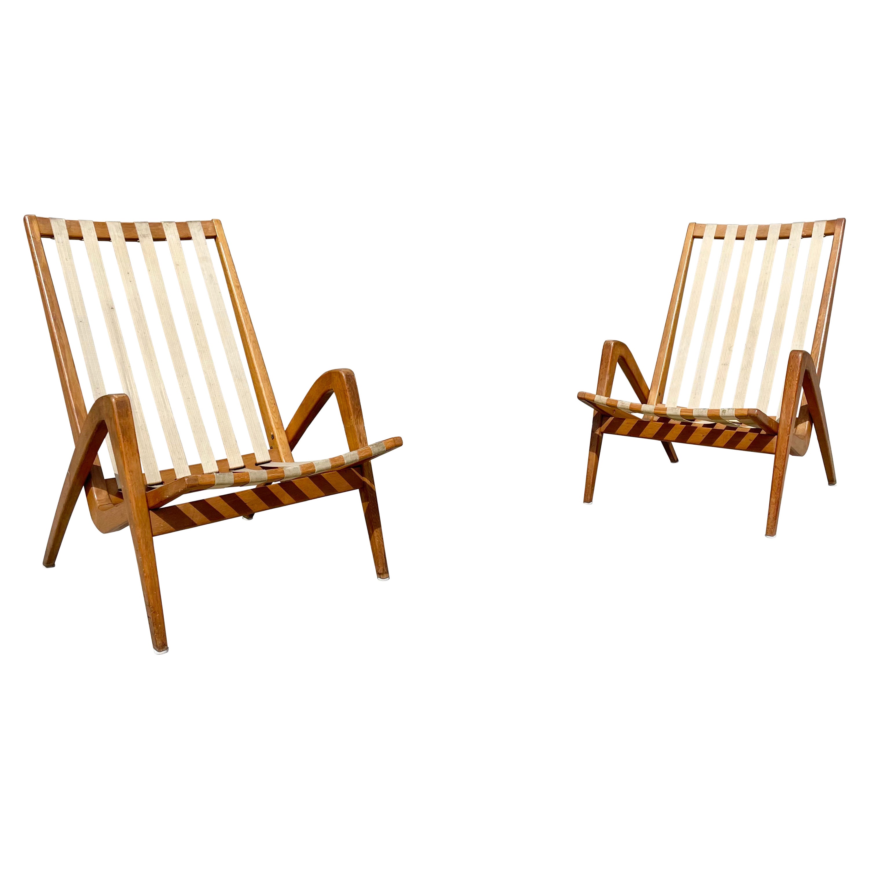 Mid century Lounge Chairs by Jan Vanek for Uluv Czechoslovakia