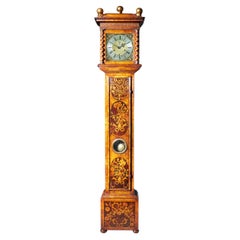 Horloge de parquet du 17ème siècle en marqueterie Month Going de Charles II par John Wise