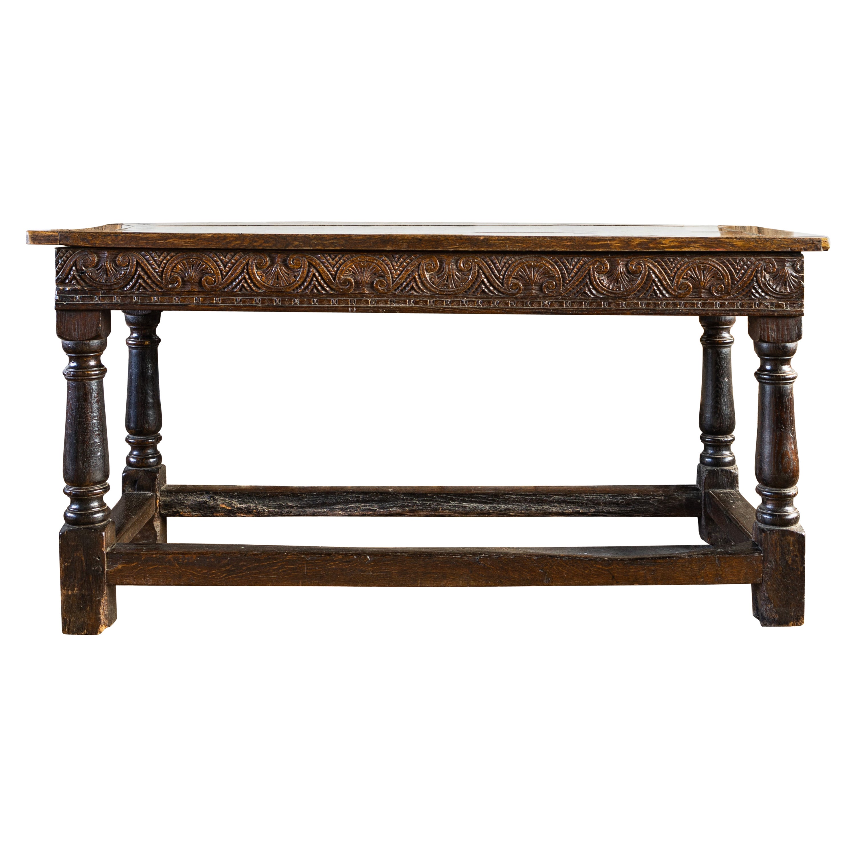 17th Century, Charles I,  Carved Oak Table, Exeter, England, Circa 1630 For Sale