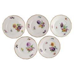 Royal Copenhagen, version spéciale Saxon Flower, cinq assiettes à gâteaux rares, vers 1900