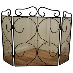 Folding Wrought Iron Fire Guard for Inglenook Fireplace