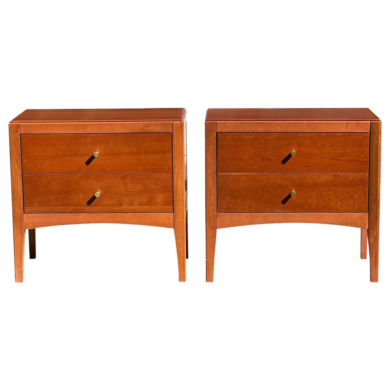 Vintage 1980's Paul McCobb Style Cherry Nightstands For Sale at 1stDibs