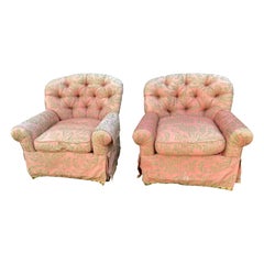 Pair of Hollywood Regency Tufted Lounge Chairs