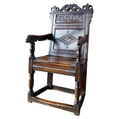 17ème siècle, Charles II, fauteuil ouvert en Oak, Westmoreland, Circa 1660-1680