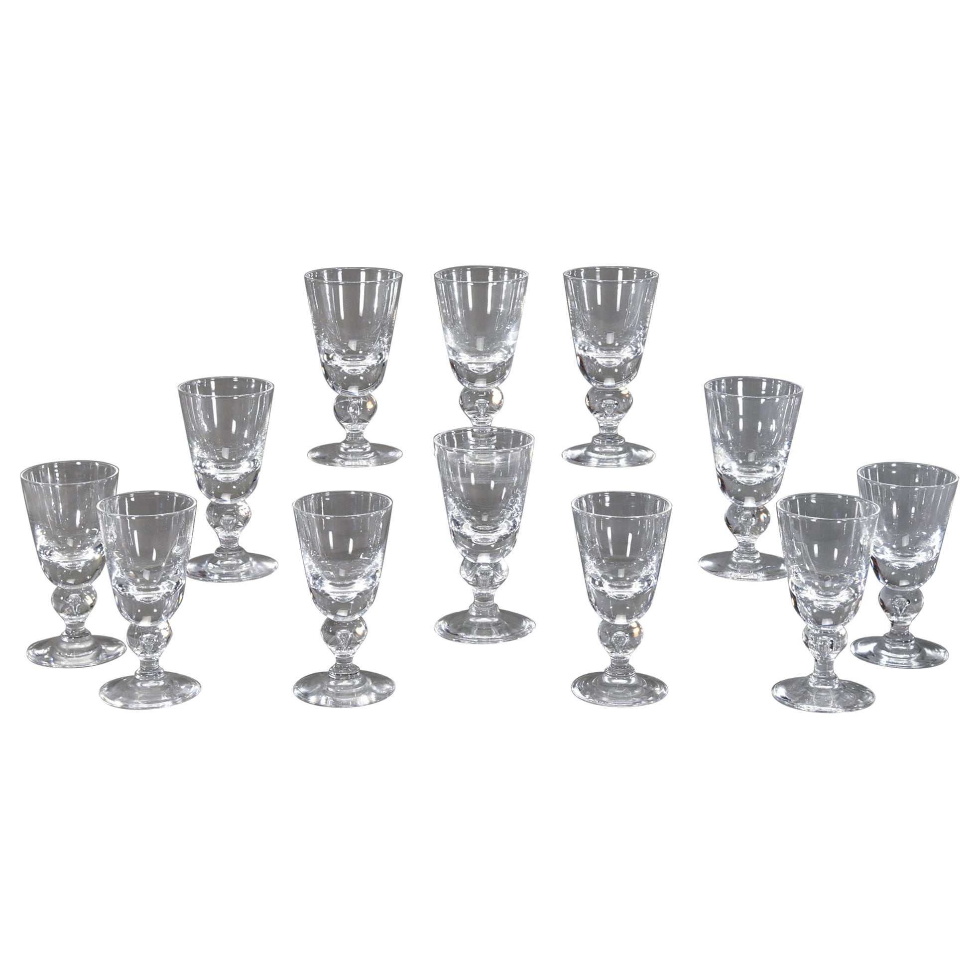 Set of 12 Steuben Hand Blown Crystal Baluster Water Goblets #7877, circa 1940s For Sale