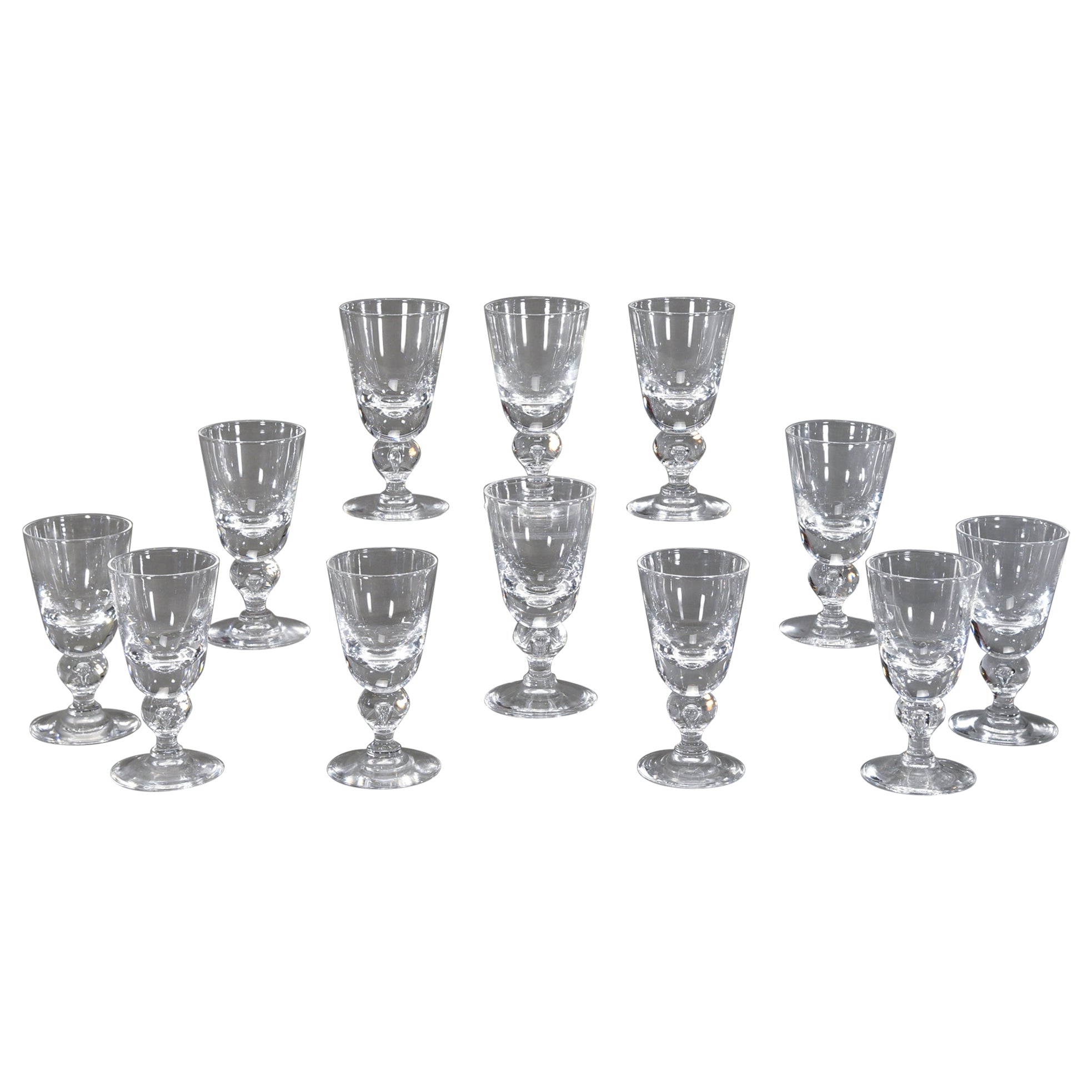 Set von 12 mundgeblasenen Steuben-Baluster-Wasserkelchen aus Kristall #7877, ca. 1940er Jahre