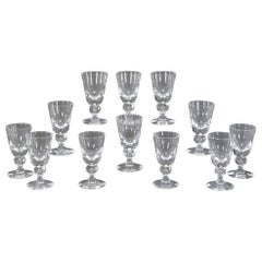 Set of 12 Steuben Hand Blown Crystal Baluster Water Goblets #7877, circa 1940s
