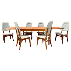 Midcentury Danish Modern Extendable Teak Dining Table and Chairs