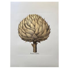 Contemporary Italian "Artichoke" Print Press Engraving on Pure Gold Leaf, 1 of 2