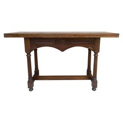 Antique Victorian Style Carved Walnut Convertible Console or Dining Table