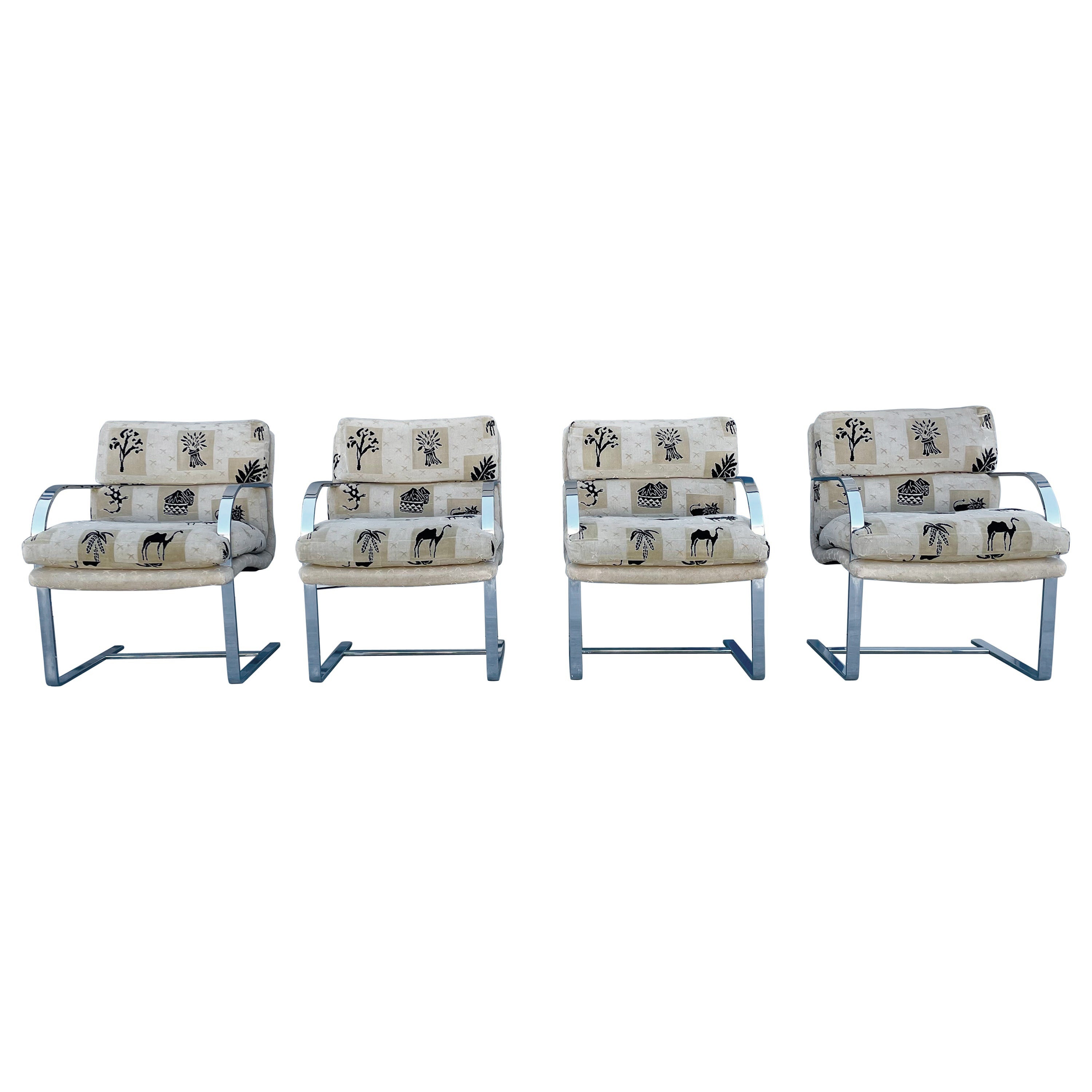 Vintage Chrome Dining Chairs by Ludwig Mies Van Der Rohe For Sale