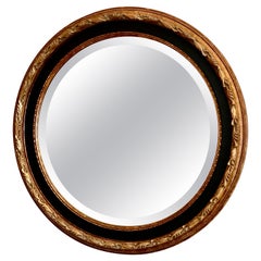 Retro French Empire Style Gilt Gesso and Lacquer Beveled Mirror, 1940's