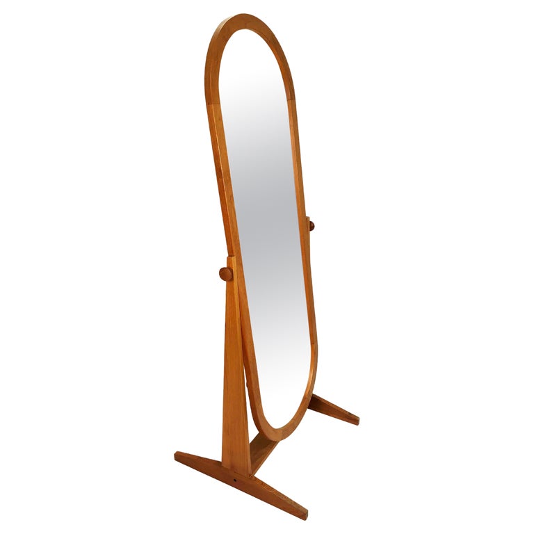 Pedersen and Hansen Teak Cheval Floor Mirror For Sale at 1stDibs