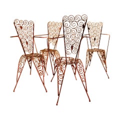 Wrought Iron Chairs, 90's, French production with botanical motifs