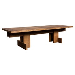 13'-1" Wide Indoor/Outdoor Brutalist Wood Dining Table