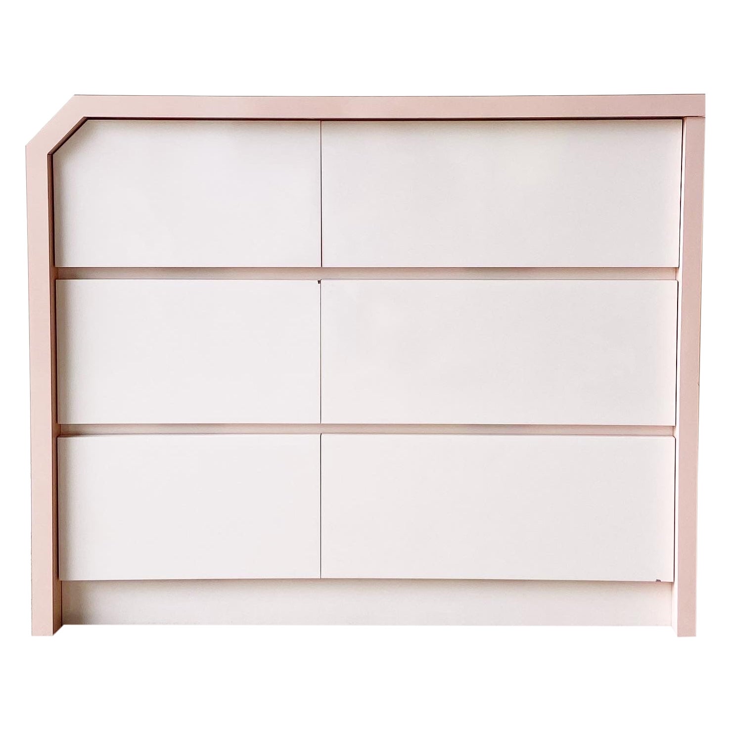 Postmodern Pink and Light Pink Lacquer Laminate Dresser, 1980
