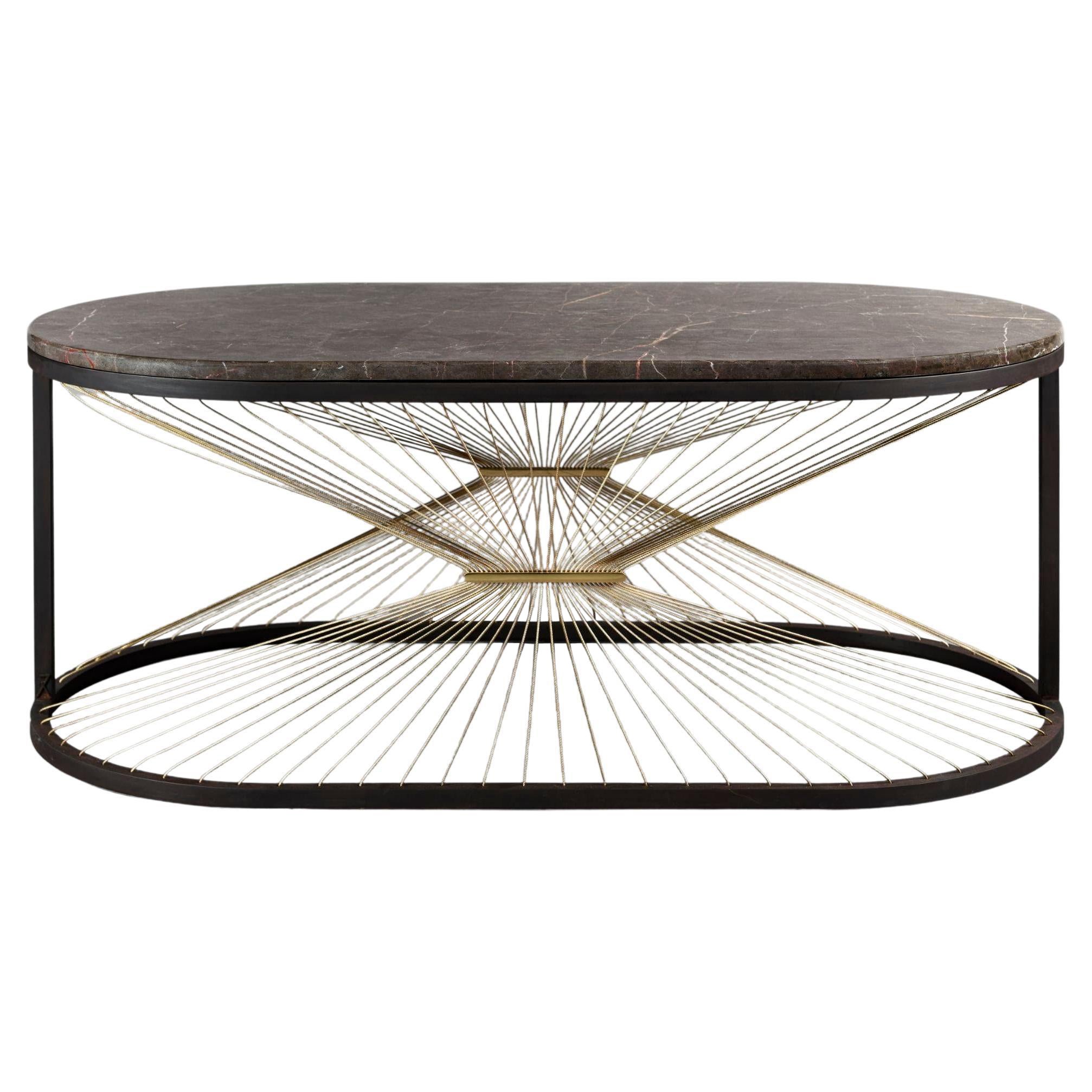 Oval Marble and Metal Coffee Table, Large