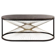Oval Marble and Metal Coffee Table, Large
