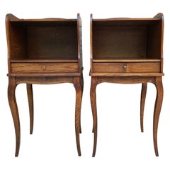French Louis XV Style Nightstands in Walnut with Drawer and Open Self, 1960s, Se