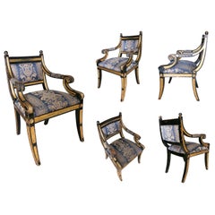 Twenty Four Wood French Style Chairs Set Upholstered