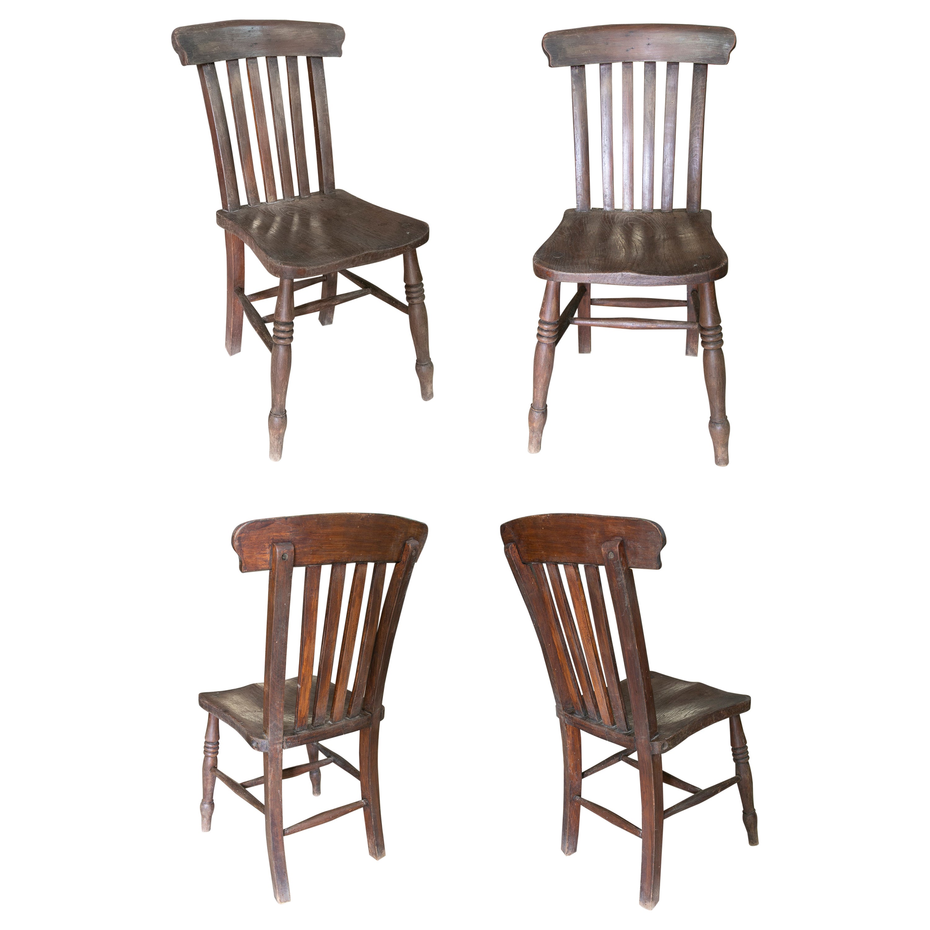 1930s Spanish Wooden Four Chairs Set