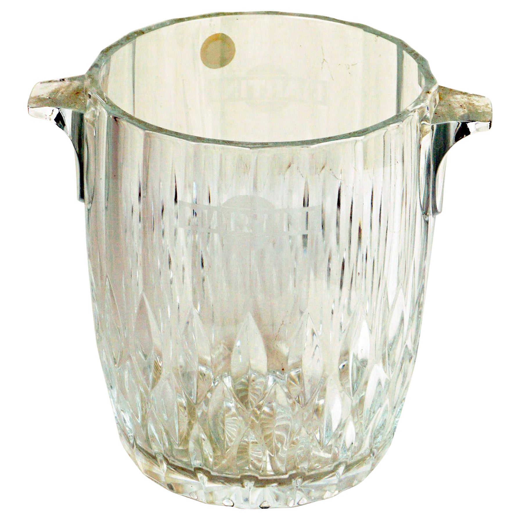 Italian 1970s Martini Crystal Glass Ice Bucket For Sale