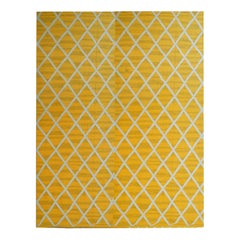 Contemporary Kilim, Yellow Geometric Design