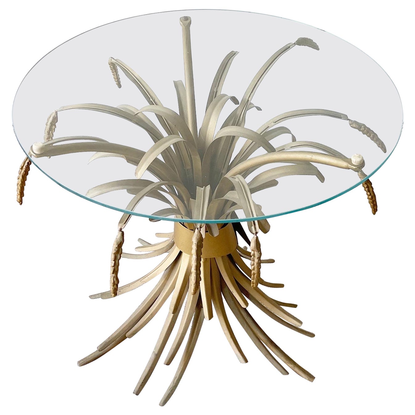 Mid-Century Modern Sheaf of Wheat Gilt Metal Table For Sale