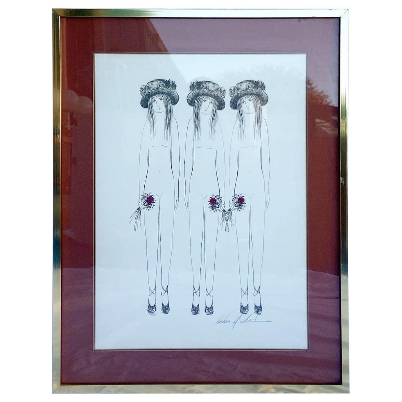Three Sisters, Framed and Signed Lithograph 153/750 by Barbara A. Wood For Sale