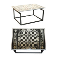 Stunning Vintage circa 1960's Chess Board Games Table Silvered Chrome Finish