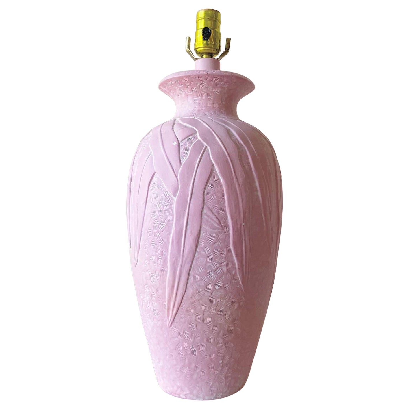 Pink Floral Ceramic Postmodern Table Lamp For Sale