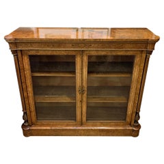 19th Century Burr Walnut Bookcase / Cabinet 